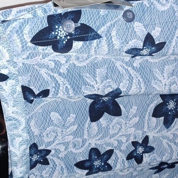 NWT Floral Y2K Maxi SKIRT Vintage '01 Sag Harbor Navy Button closure, elastic - Picture 2 of 5